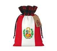 LNNIUK Bolsa de regalo de Navidad reutilizable con estampado de bandera de Perú, bolsas de dulces de Navidad con cordón para envolver regalos de caramelos