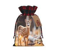 LNNIUK Bolsa de regalo de Navidad reutilizable con estampado de ciervo de cola blanca en el desierto, bolsas de dulces de Navidad con cordón para envolver regalos de caramelos