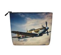 LNNIUK Bolsas de maquillaje con estampado de avión de la Segunda Guerra Mundial para bolso con cremallera, bolsa de cosméticos grande de lona de viaje organizador de maquillaje, Negro -, Talla única