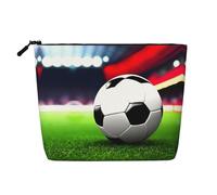 LNNIUK Bolsas de maquillaje con estampado de balón deportivo de fútbol para bolso, bolsa de cosméticos con cremallera, organizador de maquillaje grande de lona de viaje, Negro -, Talla única
