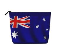 LNNIUK Bolsas de maquillaje con estampado de bandera australiana para bolso, bolsa de cosméticos con cremallera, organizador de maquillaje grande de lona de viaje, Negro -, Talla única