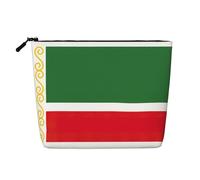 LNNIUK Bolsas de maquillaje con estampado de la bandera de la República de Chechenia para bolso, bolsa de cosméticos con cremallera, organizador de maquillaje grande de lona de viaje, Negro -, Talla