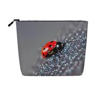 LNNIUK Bolsas de maquillaje con estampado de mariquitas con estampado infinito moteado para bolso, bolsa de cosméticos con cremallera, organizador de maquillaje grande de lona de viaje, Negro -, Talla