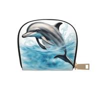 LNNIUK Cartera con diseño de delfín oceánico Looking at You, tarjetero, para hombres y mujeres, tamaño compacto para adultos, Blanco, Talla única