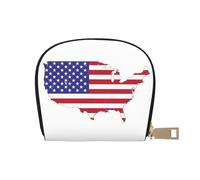 LNNIUK Cartera con estampado de mapa de la bandera de Estados Unidos, tarjetero para tarjetas de crédito, para hombres y mujeres, tamaño compacto para adultos, Blanco, Talla única