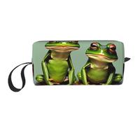 LNNIUK Funny Green Frogs - Neceser de viaje con cremallera