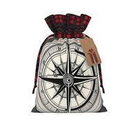 LNNIUK Law of the Compass Navigation - Bolsa de regalo de Navidad reutilizable con cordón, bolsas de dulces de Navidad para envolver dulces