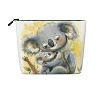 LNNIUK Lindas bolsas de maquillaje con estampado de koala para mamá y bebé, bolsa de cosméticos con cremallera, organizador de maquillaje grande de lona de viaje, Negro -, Talla única