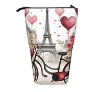 LNNIUK Love Paris Tower - Estuche telescópico para lápices, diseño de bicicleta con diseño de corazón, para café, vino, perfume, bicicleta, soporte para bolígrafos, organizador de pie, retráctil