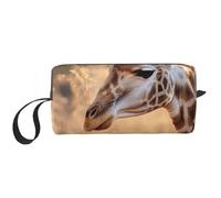 LNNIUK Neceser de viaje con estampado de jirafa animal, bolsa de maquillaje con cremallera