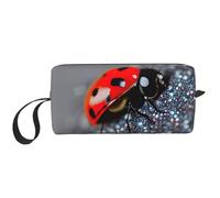 LNNIUK Neceser de viaje con estampado de mariquitas con estampado infinito moteado, bolsa de maquillaje, bolsa de cosméticos de viaje, bolsas de maquillaje con cremallera