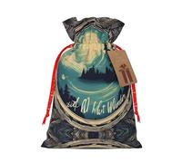 LNNIUK Not All Who Wander Are Lost 1 - Bolsa de lino de arpillera estampada para regalos de fiesta de Navidad, bolsa de regalo para regalos, talla M