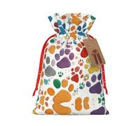 LNNIUK Paw Prints Art 1 - Bolsa de lino de arpillera con impresión artística para regalos de Navidad, regalos de fiesta, talla M