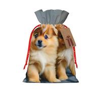 LNNIUK Pomeranians Puppies and Point Print Burlap Linen Bag Christmas Party Favors Gift Goodies Bag for Gifts Size M