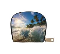 LNNIUK Water Rush to Tropical Beach 2 - Cartera con impresión para tarjetas de crédito y tarjetas de visita para hombres y mujeres, tamaño compacto para adultos, Blanco, Talla única