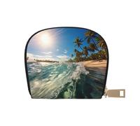 LNNIUK Water Rush to Tropical Beach - Cartera para tarjetas de crédito y tarjetas de visita para hombres y mujeres, tamaño compacto para adultos, Blanco, Talla única
