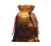 LNNIUK West Desert Cactus con Cowboys Riding Horses2 - Bolsa de lino de arpillera con estampado de cactus del desierto de Navidad, bolsa de regalo para regalos, talla M