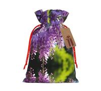LNNIUK Wisteria Flowers with Dreamy Colors3 Print Burlap Linen Bag Christmas Party Favors Gift Goodies Bag for Gifts Size M