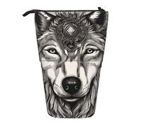 LNNIUK wolf motifs accessories03 Print - Estuche telescópico para lápices, soporte para bolígrafos, organizador de pie retráctil, bolsa de oficina