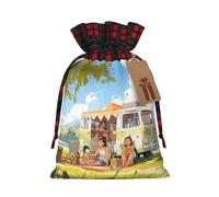 LNNIUK You Make Me Happy Camper Trailer2 - Bolsa de regalo de Navidad reutilizable con cordón para envolver regalos de caramelos