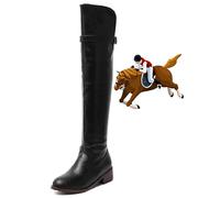 LNNLOO Botas Altas Ecuestres (34-43), Botas De Montar Para Mujer, Equipo De Equitación + Tacón Bajo (1-4 Cm), Impermeables + Antideslizantes, Punta Redonda + Cremallera Lateral,39,Black