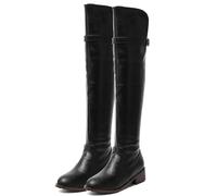 LNNLOO Botas De Equitación (34-43), Botas De Equitación Para Mujer, Punta Redonda + Cremallera Lateral, Impermeables + Antideslizantes, Tacón Bajo (1-4 Cm) + Resistentes Al Desgaste,36,Black