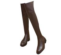 LNNLOO Botas De Equitación Ecuestres De Cabeza Cuadrada (35-40), Botas Altas Ecuestres, Altura Aumentada (3-5 Cm) + Antideslizante, Cremallera Lateral + Cuero De PU, Sobre La Rodilla,38,Brown
