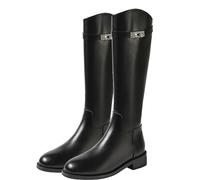 LNNLOO Botas De Equitación Ecuestres De Otoño (35-40), Botas De Equitación Con Punta Redonda, Antideslizantes + Resistentes Al Agua, Tacón Medio (3-5 Cm) + Cremallera Trasera, Para Otoño,36,Black