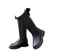 LNNLOO Botas De Equitación Ecuestres Para Niña (27-37) Con Pajarita, Botas De Equitación Con Punta Redonda, Cremallera Lateral + Hasta La Rodilla, Suela De Goma + Interior Cómodo, Invierno,33,Black