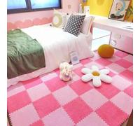 LNNNW Plush Piezas Alfombra Puzzle 40 tapetes cuadrados de espuma entrelazados, tapetes de rompecabezas de espuma de felpa, alfombras suaves y esponjosas for el hogar/sala de estar(Rose Red+Pink)