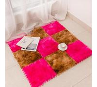 LNNNW Plush Piezas Alfombra Puzzle Alfombra entrelazada de felpa for suelo de rompecabezas, alfombra antideslizante de espuma for gatear, alfombra cuadrada for el hogar(Rose Red+Orange,20pcs)