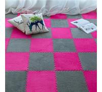 LNNNW Plush Piezas Alfombra Puzzle Alfombras cuadradas de espuma for rompecabezas, alfombras entrelazadas de felpa, tapetes de espuma suave for sala de estar/dormitorio, 12 Uds.(Gray+Rose Red)