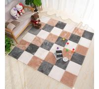 LNNNW Plush Piezas Alfombra Puzzle Alfombras entrelazadas, cuadrados suaves, alfombras de retales de felpa de espuma, antideslizantes, lavables, esteras de escalada(Beige+Gray+Light Coffee,15pcs)