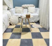 LNNNW Plush Piezas Alfombra Puzzle Baldosas de espuma entrelazadas de felpa, 24 piezas, esteras de rompecabezas, alfombra de espuma for gimnasio en casa, área de juegos for gatear(Grey+Apricot)