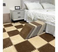 LNNNW Plush Piezas Alfombra Puzzle Baldosas de espuma entrelazadas de felpa, 24 piezas, esteras de rompecabezas, alfombra de espuma for gimnasio en casa, área de juegos for gatear(Coffee+Apricot)