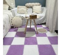 LNNNW Plush Piezas Alfombra Puzzle Baldosas de espuma entrelazadas de felpa, 24 piezas, esteras de rompecabezas, alfombra de espuma for gimnasio en casa, área de juegos for gatear(Purple+White)