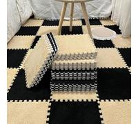 LNNNW Plush Piezas Alfombra Puzzle Baldosas de espuma entrelazadas de felpa, 24 piezas, esteras de rompecabezas, alfombra de espuma for gimnasio en casa, área de juegos for gatear(Black+Apricot)