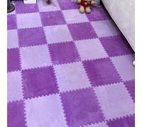 LNNNW Plush Piezas Puzzle 12 losetas de alfombra de felpa, alfombra cuadrada entrelazada de rompecabezas, alfombra de piso de retales de espuma extraíble, cortable(Dark Purple+light Purple,60x60cm)