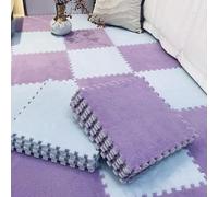 LNNNW Plush Piezas Puzzle 12 losetas de alfombra de felpa, alfombra cuadrada entrelazada de rompecabezas, alfombra de piso de retales de espuma extraíble, cortable(Light Purple+light Blue,60x60cm)