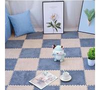 LNNNW Plush Piezas Puzzle Alfombra cuadrada entrelazada de espuma de felpa, losetas de alfombra antideslizantes, fácil de limpiar, alfombra de retales de felpa, 10 piezas(Light Gray+Light Coffee)