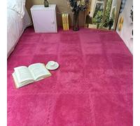 LNNNW Plush Piezas Puzzle Alfombra de piso de rompecabezas entrelazada, alfombra de felpa, alfombra de piso entrelazada cuadrada, alfombra antideslizante for gatear for dormitorio(Rose Red,20pcs)