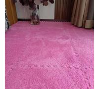 LNNNW Plush Piezas Puzzle Alfombrilla de espuma for rompecabezas entrelazada de 18 piezas, bloques de alfombra entrelazados de felpa, alfombrillas de espuma for rompecabezas(Rose Red,60x60cm)