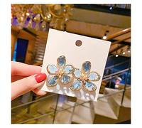 LNNSHX 925 Aguja de Plata Europa y América elogian el Temperamento Pendientes de Flores de Cristal Noble yc720 (Color : Blue Crystal)