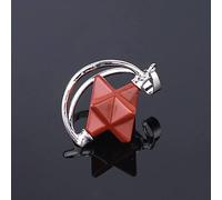 LNNSHX Collar con colgante de piedra natural para mujer, piedra de jaspe rojo natural, colgante de hexagrama Merkaba, collares con colgante de piedras preciosas grabadas a mano, collar de piedra Reiki