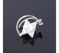 LNNSHX Collar con Colgante de Piedra Natural para Mujer, Piedra howlita Blanca Natural, Colgante de hexagrama Merkaba Grabado a Mano, Collares con Colgante de Piedras Preciosas de Yoga y Reiki,