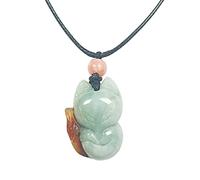 LNNSHX Collares Colgante de Zorro de Jade Natural 100% Real con rodolita Turquesa, Citrino, lapislázuli, Granate, Collar de cumpleaños, Collar de la Suerte para Acción de Gracias, Halloween, Navidad,