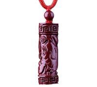 LNNSHX Collares de Plata de Ley, Collar de Feng Shui, Collar de Piedra de Cristal de cinabrio, Collar con Colgante de Animales del zodíaco Chino con cordón Largo (Negro)