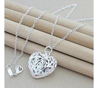 LNNSHX Collares de Plata de Ley, Collar de Plata 925, Colgante de Estrella de Moda, Collar de corazón con Cruz Redonda, Accesorios de joyería para Mujer, Regalo(24)