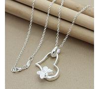 LNNSHX Collares de Plata de Ley, Collar de Plata 925, Colgante de Estrella de Moda, Collar de corazón con Cruz Redonda, Accesorios de joyería para Mujer, Regalo(24)