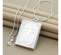 LNNSHX Collares de Plata de Ley, Collar de Plata 925, Colgante de Estrella de Moda, Collar de corazón con Cruz Redonda, Accesorios de joyería para Mujer, Regalo(8)